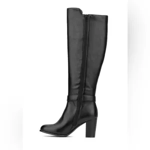 New York & Company Black Over-the-Knee Block Heel Boots with Dual Zippers Size 8 thumbnail 7