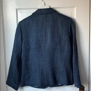 Sag Harbor Women’s Blue Stripe Tweed Classic Jacket Blazer Coat Sz 8 thumbnail 5