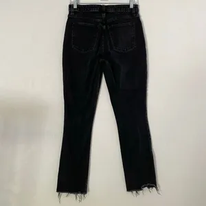 Abercrombie Curve Love High Rise Skinny Jeans Black Raw Hem 27 thumbnail 3