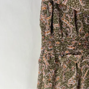 Love Riche Chiffon Olive Paisley Ruffle Long Sleeve Peasant Tiered Maxi‎ Dress M thumbnail 13