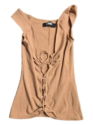 Reformation Tan‎ Lace-Up Top Size: XS thumbnail 1