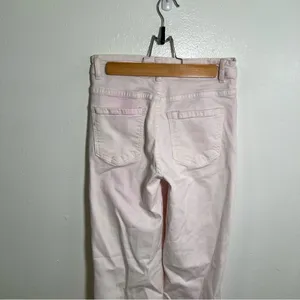 Q2 Premium Denim Womens Sz XS Wide Leg Pants Leopard Print Trim Cream Light Pink thumbnail 8