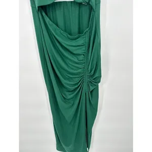 Halara Green Bodycon Cut Out Dress SIZE‎ XL Ruched Drawstring Slit Maxi Sexy thumbnail 4