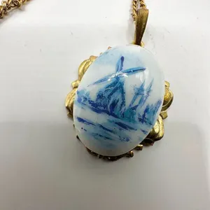 Vintage blue and white windmill pendant necklace thumbnail 7