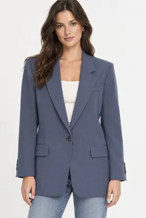 NWOT Open Edit Oversized Single Breasted Blazer Navy Blue Size XS thumbnail 1