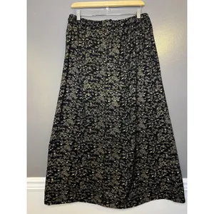 Handmade Black Floral Print Maxi Skirt Womens Med/Lrg Elastic Waist Long Boho thumbnail 5
