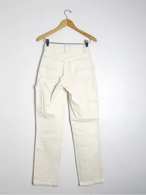 Abercrombie & Fitch Curve Love 90s Straight Jeans Size 25/0R Cream High Rise thumbnail 2