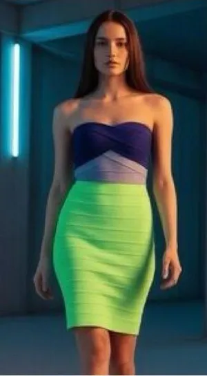 Pleasure Doing Business Color Block bandage dress thumbnail 1