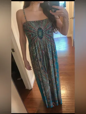 India Boutique Teal Multicolor Paisley Maxi Dress thumbnail 3