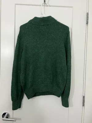 Aerie Medium Forest Green Ribbed Mock Neck Pullover Sweater thumbnail 4