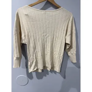 We The Free Cream Ribbed Knit Lace Up V Neck Long Sleeve Top Sz S W thumbnail 7