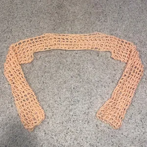 Peachy Orange Handmade Crochet Mesh Longsleeve Shrug Bolero thumbnail 3