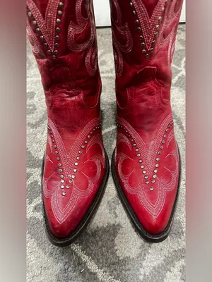 Old Gringo Shay Red Embroidered Studded Western Ankle Boots Size 9 thumbnail 5