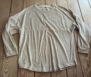 Victoria's Secret PINK Beige Velour Crewneck Sweatshirt Size M thumbnail 1