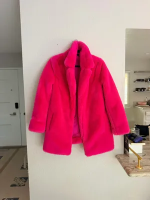 Majorelle Amora hot pink fuschia faux fur oversized coat S thumbnail 14