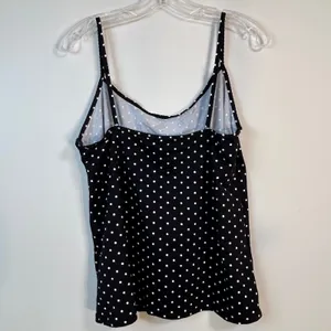 Lands End Black White Polka Dot Tankini Swim Top Size 16 Adjustable Straps thumbnail 2