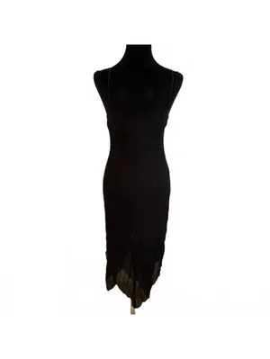 Vintage Y2K Fairygrunge Whimsigoth Dress Glitter Beaded Black Women Size Medium thumbnail 4