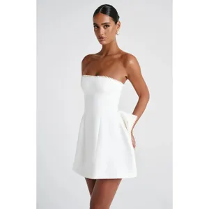 NWT Babyboo Suni Mini Dress Ivory Strapless Bow Cocktail Dress Womens Size XL thumbnail 7