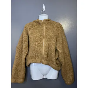Wild Fable Jacket Womens M/L Brown Sherpa Fleece Hooded Full Zip Pockets Teddy thumbnail 2