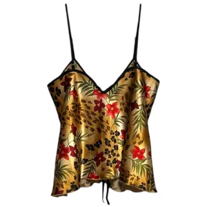 Jaclyn Smith Satin Pajama Lounge Set Animal Print Floral Small thumbnail 5