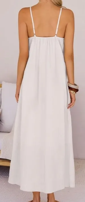 Amazon Women's Spring Summer Maxi Dress Spaghetti Strap Backless Linen Boho Sundress thumbnail 3
