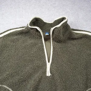 Old Navy Women 4X Sherpa Fleece Half Zip Pullover Olive Green Cropped Sweatshirt thumbnail 2