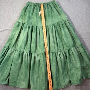 SundayUp Women's Medium Green Tiered Maxi Skirt Elastic Waist Drawstring Beaded thumbnail 5