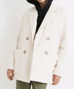 Madewell Undyed Padded Blazer Jacket in Natural Womens XL thumbnail 1