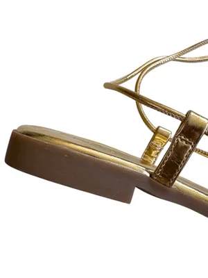 NEW INC Int'1 Concepts Glima Flower Ankle Wrap Sandals Gold Size 7.5 thumbnail 7