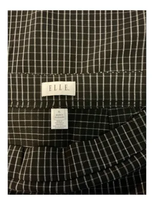 ELLE Plaid Windowpane Check Skirt Black White Tailored Size XL thumbnail 3