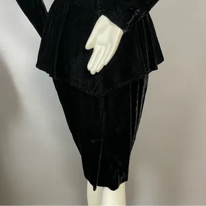 Vintage Scott McClintock Velvet Dress Lace Sequins Peplum‎ 80s 90s Drama Formal thumbnail 16