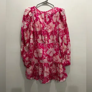 NWT Pink Loveshackfancy Floral Cotton Silk Teyana Mini Dress Holiday Sun Fuschia thumbnail 5