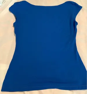 SUUKSESS Royal Blue Open Back Cap Sleeve Top XS Boat Neck Stretchy Bodycon thumbnail 1