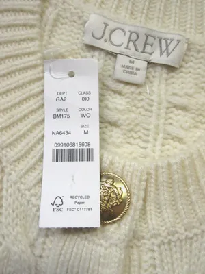 NWT J.Crew Cable-knit Cardigan Sweater in Ivory Wool Blend M thumbnail 7