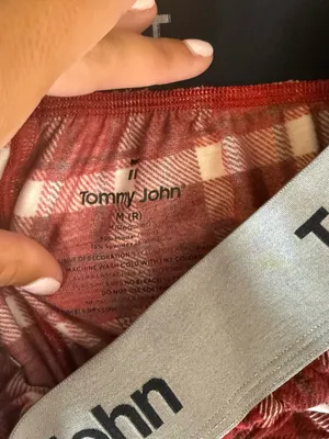 Tommy John Red & White Plaid Lounge Pajama Pants thumbnail 3