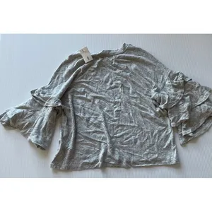 Vere &‎ Love Gray Cropped Long Sleeve Casual T-Shirt with Ruffle Details L thumbnail 5