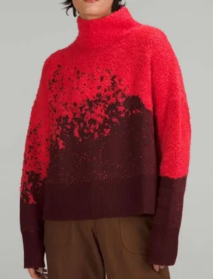 Lululemon Ombre Knit Textured Turtleneck Red Merlot Carnation Red Women’s 8 thumbnail 1