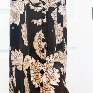 Bardot Paisley Button‎ Midi Dress XS Dark Romantic Coquette Puff Sleeve Black thumbnail 3