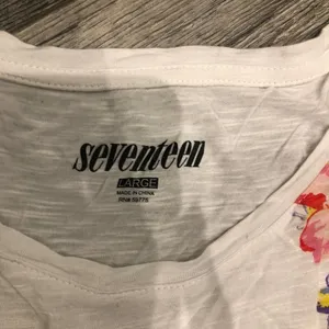Seventeen Love Life White w/ Floral Womens Large Tank‎ Top Sleeveless Round Neck thumbnail 3