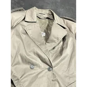 John Weitz Trench Coat Womens Size 14‎ Beige 90s Shoulder Pads thumbnail 2