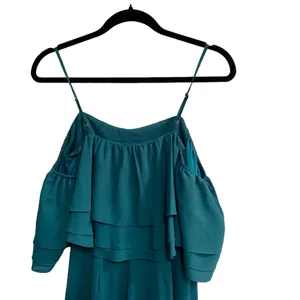 Amanda Uprichard Aida Teal Ruffle Wide Leg Jumpsuit thumbnail 5