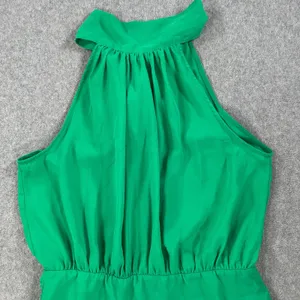 DO+BE High Neck Swing Mini Dress Size Large Green Sleeveless Bow Gathered Waist thumbnail 2