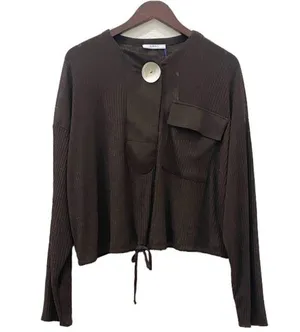 Zara Brown Contrast Button Blouse M thumbnail 3