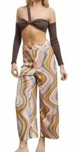 Urban Outfitters Wide Leg Pants Womens XS Multicolor Psychedelic Swirl Retro 70s thumbnail 1