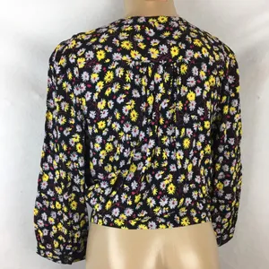 Madewell Black French Moody Dark Floral Wrap Long Sleeve Top S NEW thumbnail 5