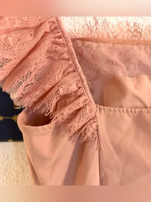 Free People Intimately Womens Top Live It Up Cami Peach Lace Ruffle Size Large thumbnail 5