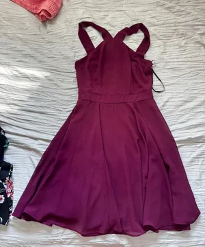 Lulu's Sleeveless Fit-and-Flare Midi Dress in Plum thumbnail 1