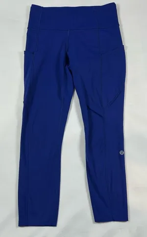 Lululemon Fast Free HR Tight Nulux Raw Hemi Blue Leggings Women's Size 6 thumbnail 1