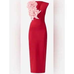 NEW Elliatt Zahara Floral Appliqué Sleeveless Red Midi Gown sz M thumbnail 2