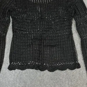 Bette Paige Black Crochet Cardigan XL Bell Sleeve Scallop Hem Boho Whimsigoth thumbnail 16